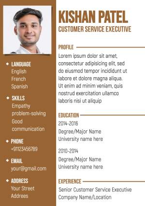 Professional profile of Kishan Patel, a Customer Service Executive