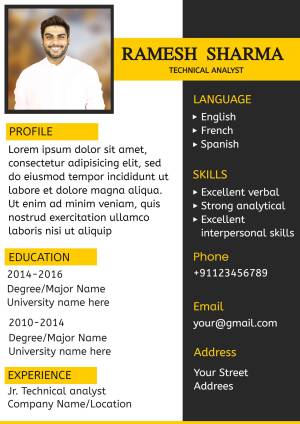 Resume of Ramesh Sharma, a Technical Analyst with skills in English, Spanish, and analytical skills.