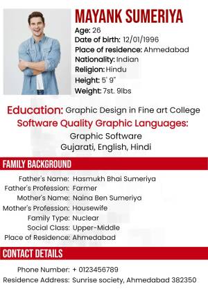 Profile card of Mayank Sumeriya with personal details