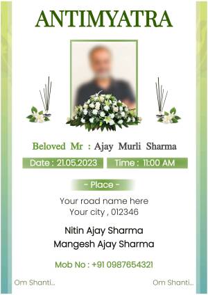 Antim Yatra Invitation Card for Ajay Murli Sharma