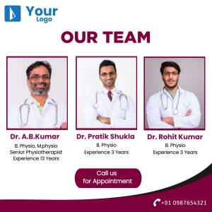 Team of Physiotherapists - Dr. A.B. Kumar, Dr. Pratik Shukla, and Dr. Rohit Kumar