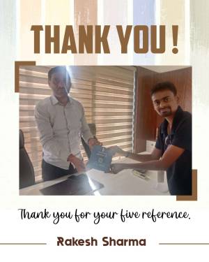 Two men exchanging a certificate of appreciation for a five-star referral.