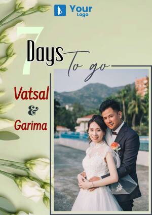 Couple's pre-wedding announcement with a countdown timer