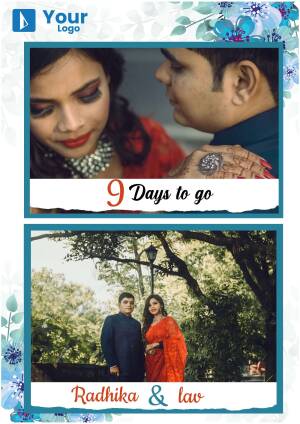 Wedding countdown image featuring a couple and a romantic outdoor scene.