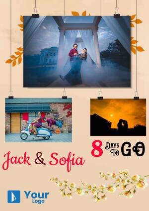 Wedding photoshoot collage with countdown timer