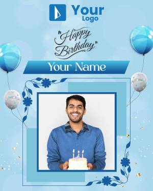 Birthday card with a photo and balloons