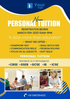 Flyer advertising personal tuition registration for March 2023