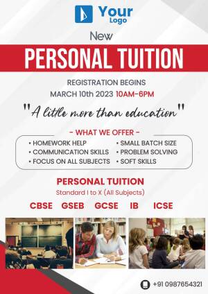 Flyer advertising personal tuition registration for March 2023