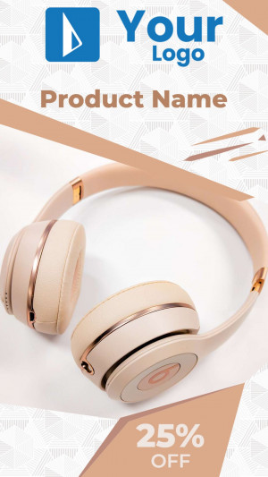 Advertisement for pink headphones with a 25% off promotion