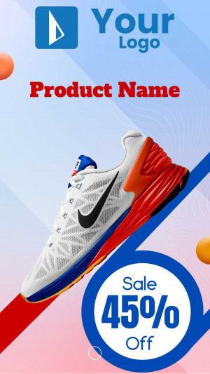 Image of running shoes with a 45% off sale promotion.
