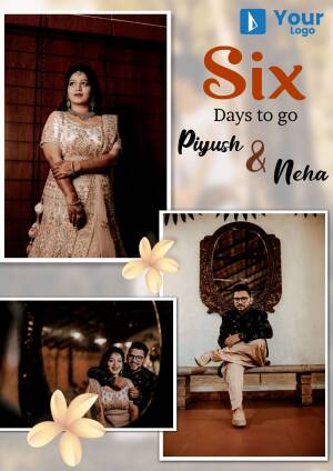 Wedding countdown collage featuring Piyush and Neha