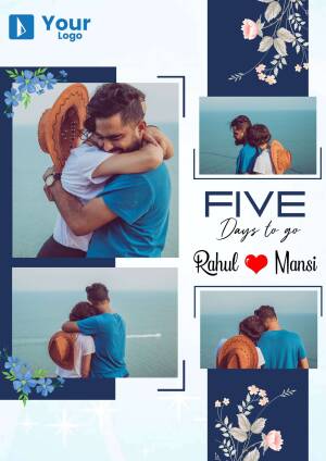 Couple embracing in a wedding countdown collage