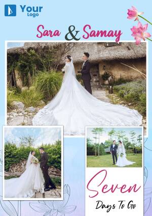 Wedding invitation with a couple and countdown timer