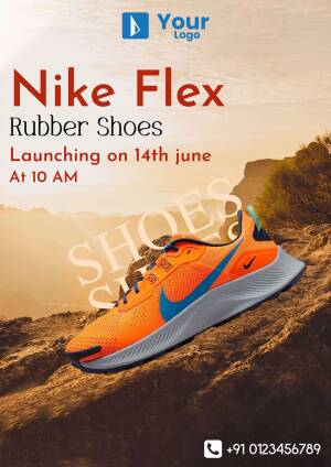 Nike Flex Rubber Shoes advertisement with a mountain backdrop