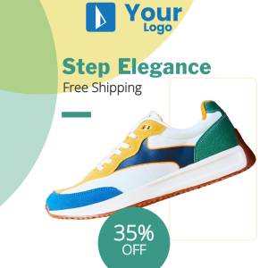 Stylish sneakers with a 35% off promotion and free shipping offer.