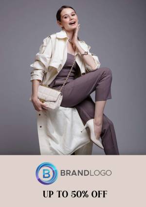 A stylish woman posing in a beige trench coat, lavender jumpsuit, and carrying a quilted handbag.