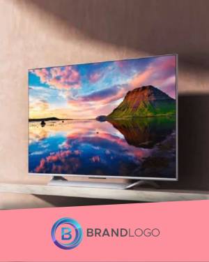Modern flat-screen TV displaying a vibrant landscape scene