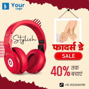 Red headphones on sale with discount offer