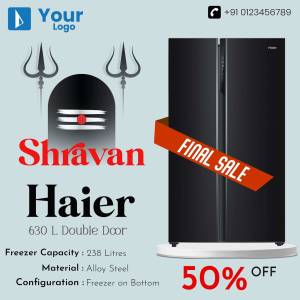 Haier 630L Double Door Refrigerator on sale during Shravan