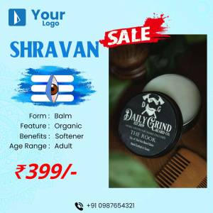 Promotional image for Shravan sale on Daily Grind beard oil and balm.