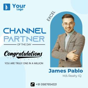 Image featuring James Pablo, Channel Partner of the Day, with M/s Realty IQ.