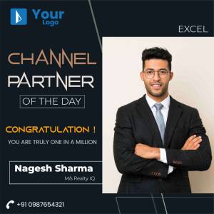 Image of Nagesh Sharma, Channel Partner of the Day, with Realty IQ logo.