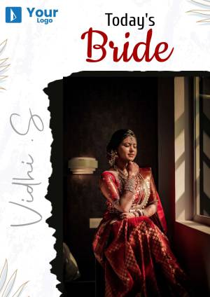 Indian bride in a red saree looking out a window