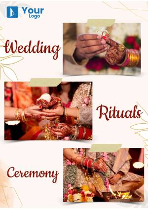Collage of Indian wedding rituals including hand henna, exchanging rings, and ceremony