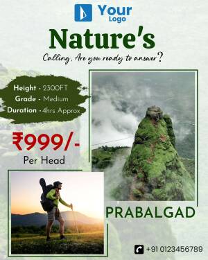 Prabalgad Trek Poster with Mountain View and Hiker