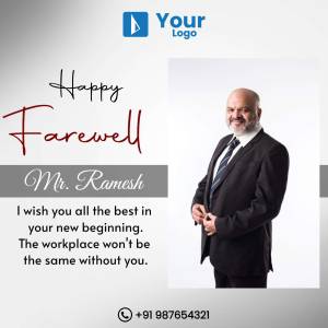 Farewell image for Mr. Ramesh with a professional portrait and a heartfelt message.