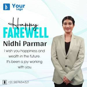 Farewell message for Nidhi Parmar with her portrait