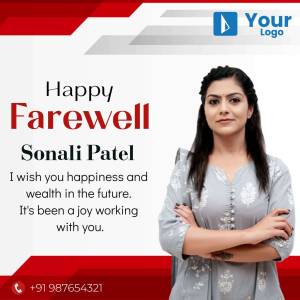 Farewell message for Sonali Patel with her photo