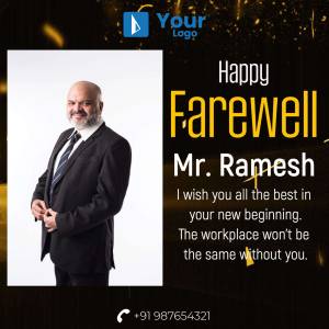 Farewell card for Mr. Ramesh with his portrait