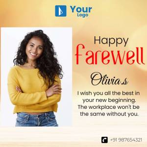 Farewell message for Olivia with her photo