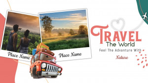 Travel themed graphic with photos and text