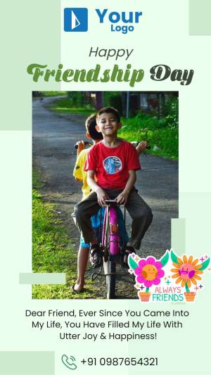 Friendship Day image with two boys on a bicycle