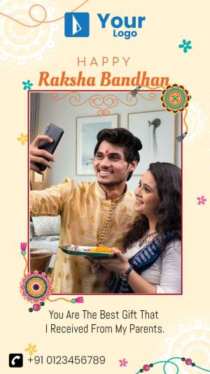 Raksha Bandhan celebration with brother and sister taking a selfie