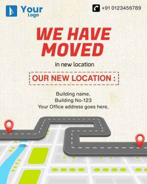 Announcement of a company's relocation to a new office location.