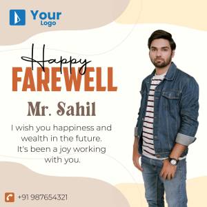 Farewell message for Mr. Sahil with his photo