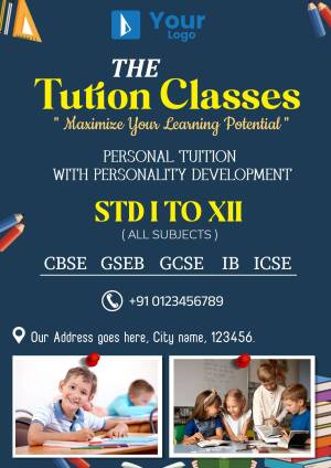 Advertisement for tuition classes offering personalized learning from Std I to XII