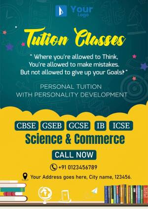 Poster advertising tuition classes for various boards and subjects.