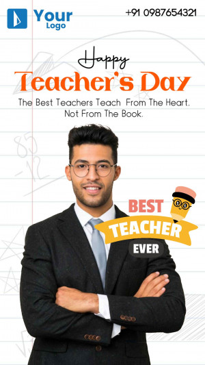 Teacher's Day greeting with a portrait of a young man