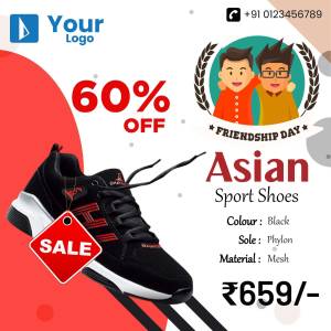 Asian Sport Shoes Friendship Day Sale - 60% Discount