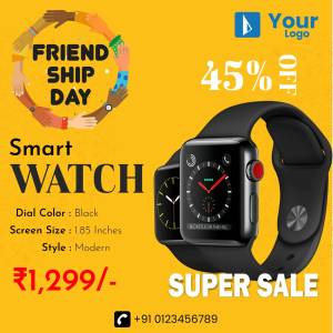 Smartwatch promotion for Friendship Day with a 45% discount.