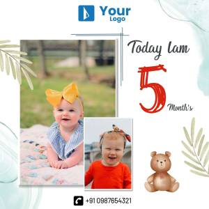 Collage of a baby girl celebrating her 5-month milestone with photos and decorations.