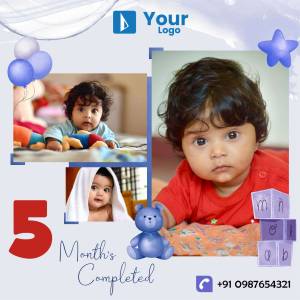 Collage of a baby's photos celebrating 5 months