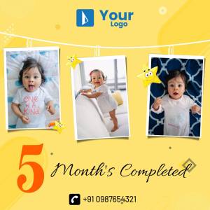 Collage of baby photos celebrating 5 months milestone