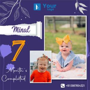 Baby Minal celebrating 7 months with photos and floral design