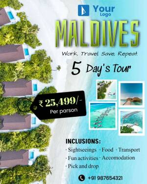 Promotional poster for a 5-day tour to the Maldives