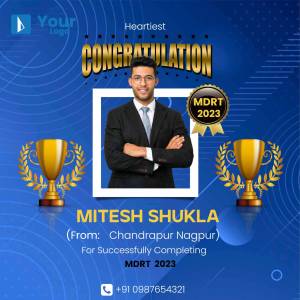 Congratulatory post for Mitesh Shukla achieving MDRT 2023